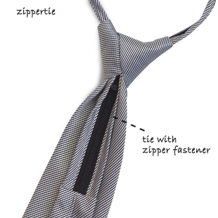 tie with zipper fastener
